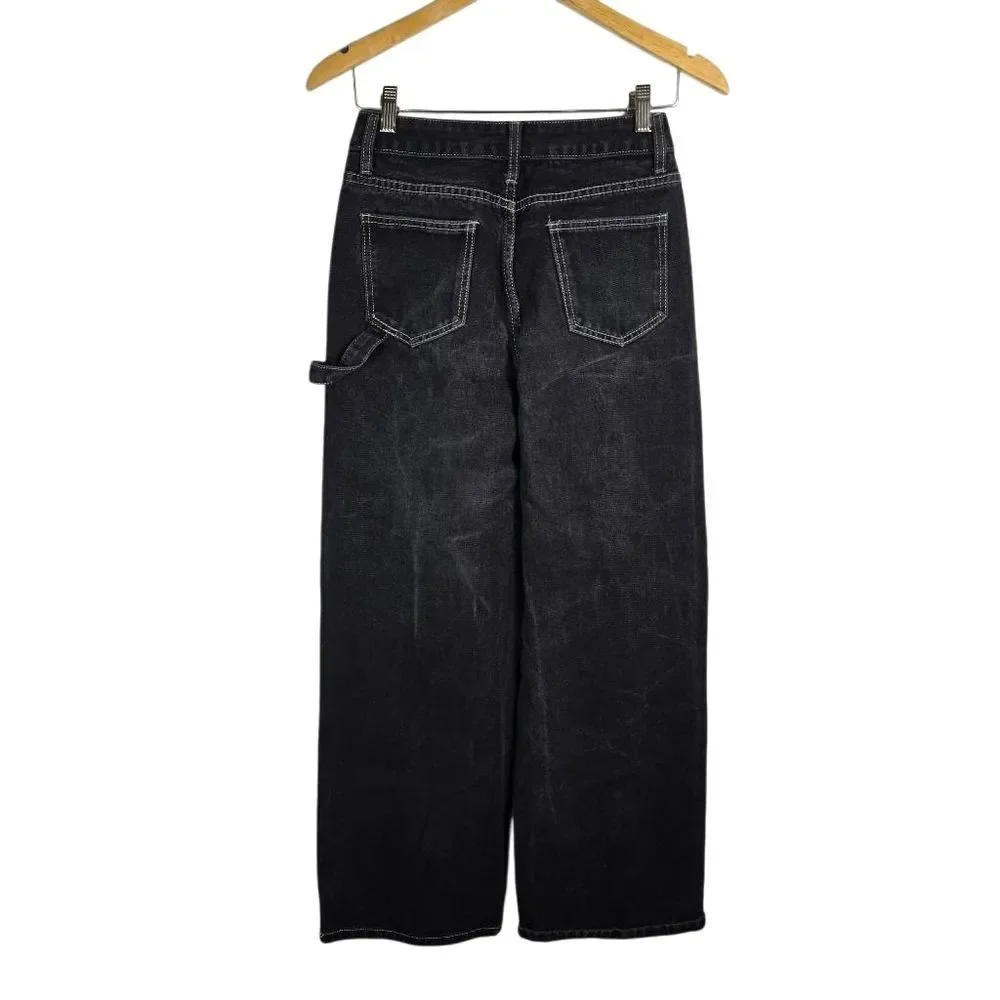 Mauv Studio Black Star Letter Graphic Cargo Jeans Size S
